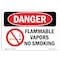 Signmission OSHA Danger Sign, Flammable Vapors No Smoking, 24in X 18in Decal, 18" W, 24" L, Landscape OS-DS-D-1824-L-1258 - alternate 1